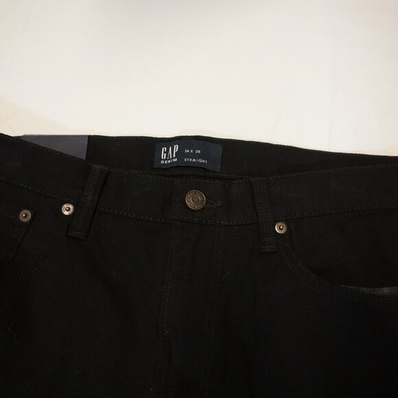 GAP Jeans Mens 34x28 Washed Black Straight Taper Denim Casual - Picture 2 of 7